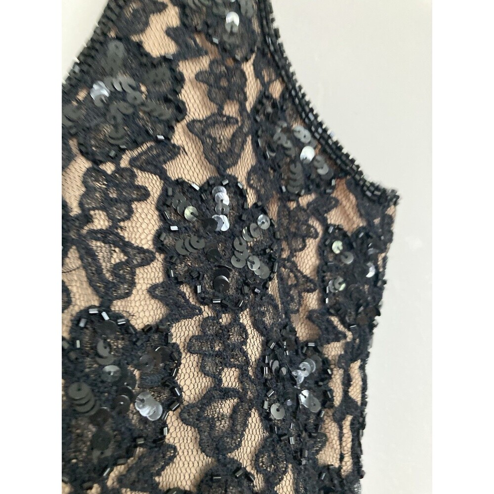 Vtg Andretta Donatello Beaded Sequins Lace Top MEDIUM Sleeveless Black Elegant - Picture 11 of 11